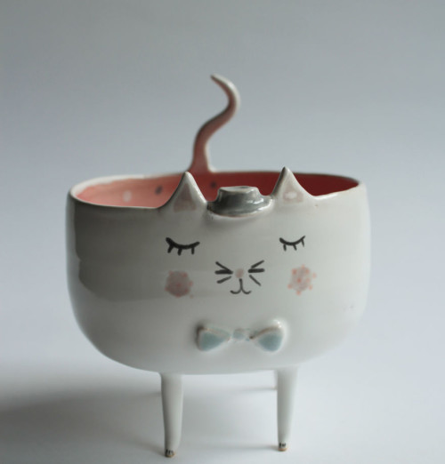 originali ceramiche ciotola a forma di gatto