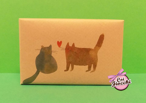 segnaposto nozze tema gatti saponetta profumata in sapone naturale con coppia di gatti