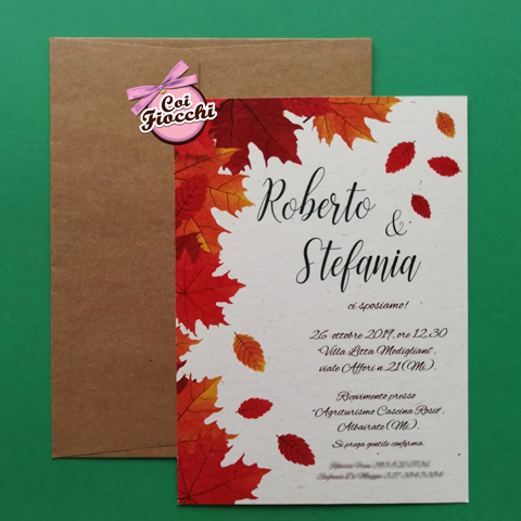 partecipazioni-nozze-ispirate-alle-quattro-stagioni-tema autunno con foglie rosse