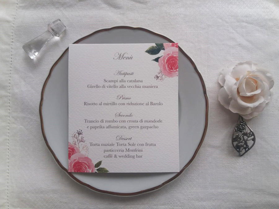menu per il matrimonio personalizzati