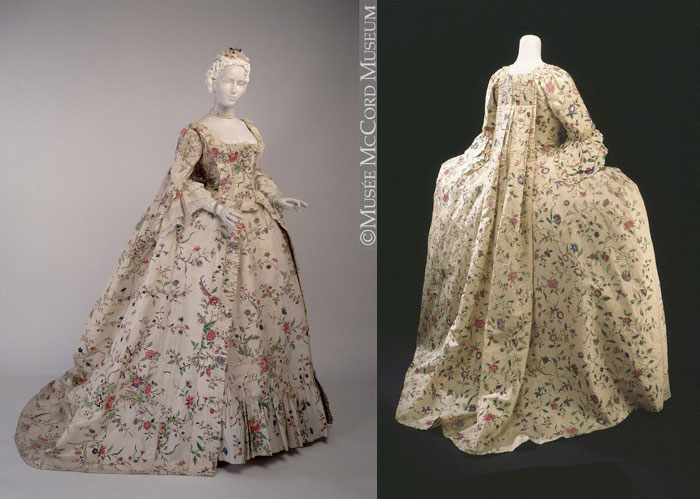 esempio di robe à la francaise-abito da sposa del 1763 conservato al McCord Museum di Montreal.