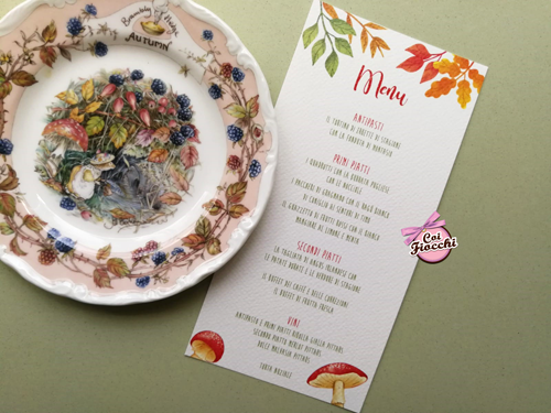 menu-per-il-matrimonio-a tema autunno con foglie e funghi