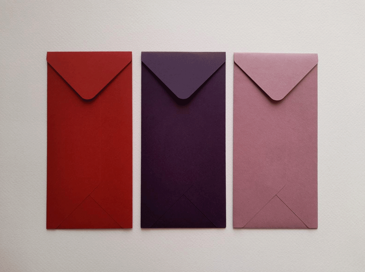 buste invito matrimonio rettangolari - apertura verticale-colori rosa antico viola e rosso