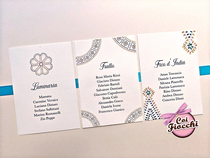tableau mariage a tema Puglia con luminarie