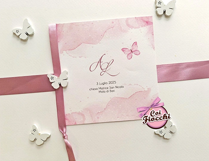 libricino chiesa per matrimonio tema farfalle rosa