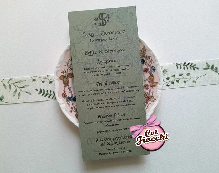 modello menu matrimonio a tema signore degli anelli