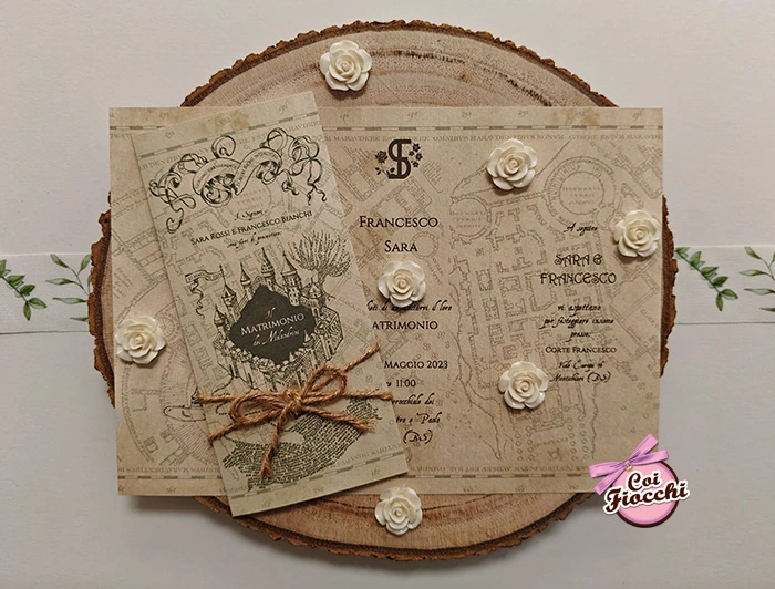 partecipazioni matrimonio cinema harry potter con mappa del malandrino