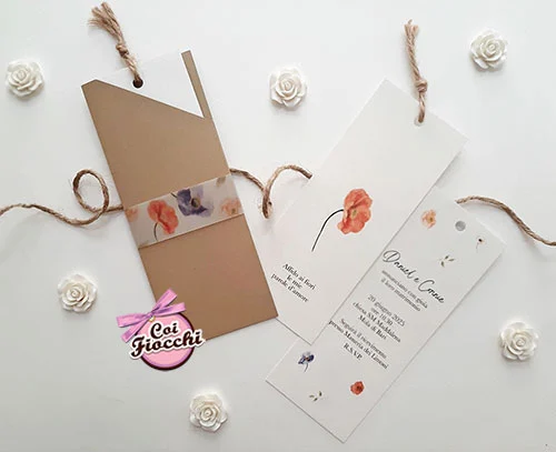 partecipazioni matrimonio con papaveri acquerello