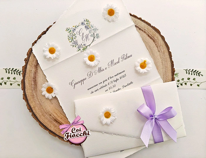 carta amalfi partecipazioni nozze lavanda  su foglio unico
